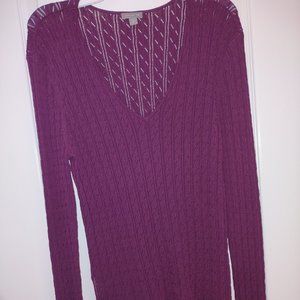 Ann Taylor stretchy knit sweater in grape, Medium. EUC
